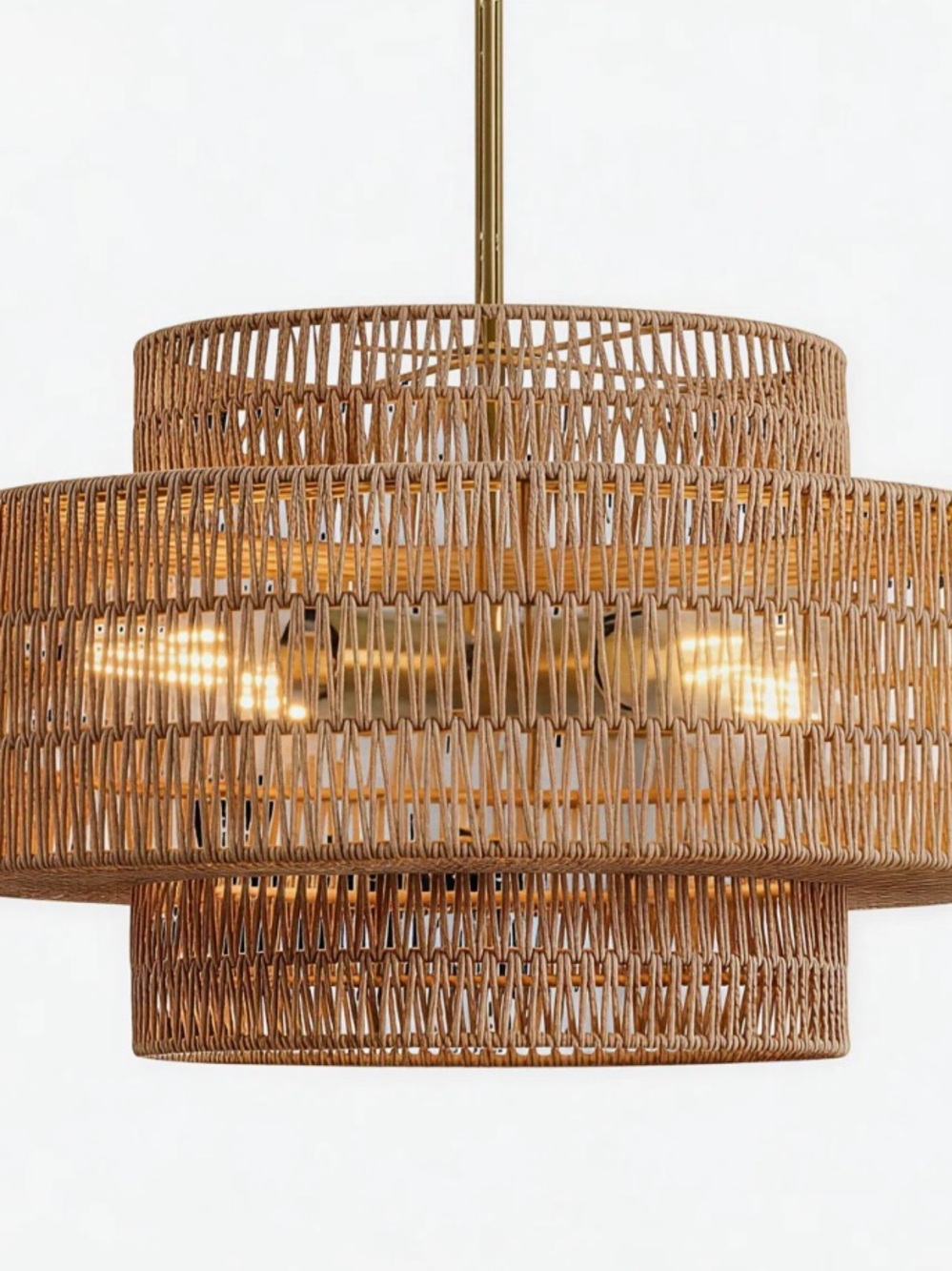 EVERLY QUINN NWT 4-light Boho Rattan Chandelier Light Fixture, 17.7" Hand Woven